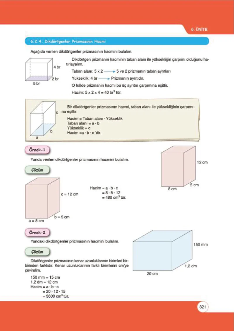 6. Sınıf Matematik Ders Kitabı Cevapları Öğün Yayınlar Sayfa 321