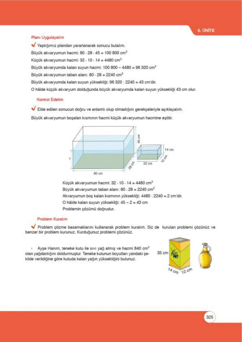 6. Sınıf Matematik Ders Kitabı Cevapları Öğün Yayınlar Sayfa 325