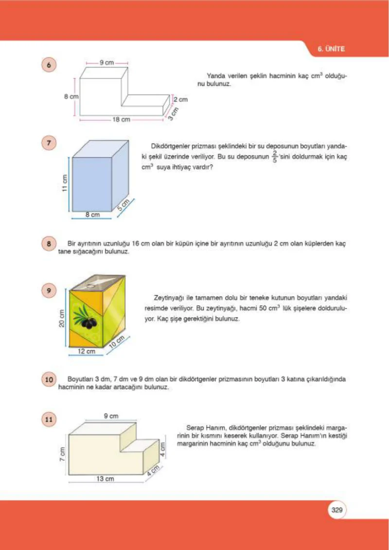 6. Sınıf Matematik Ders Kitabı Cevapları Öğün Yayınlar Sayfa 329
