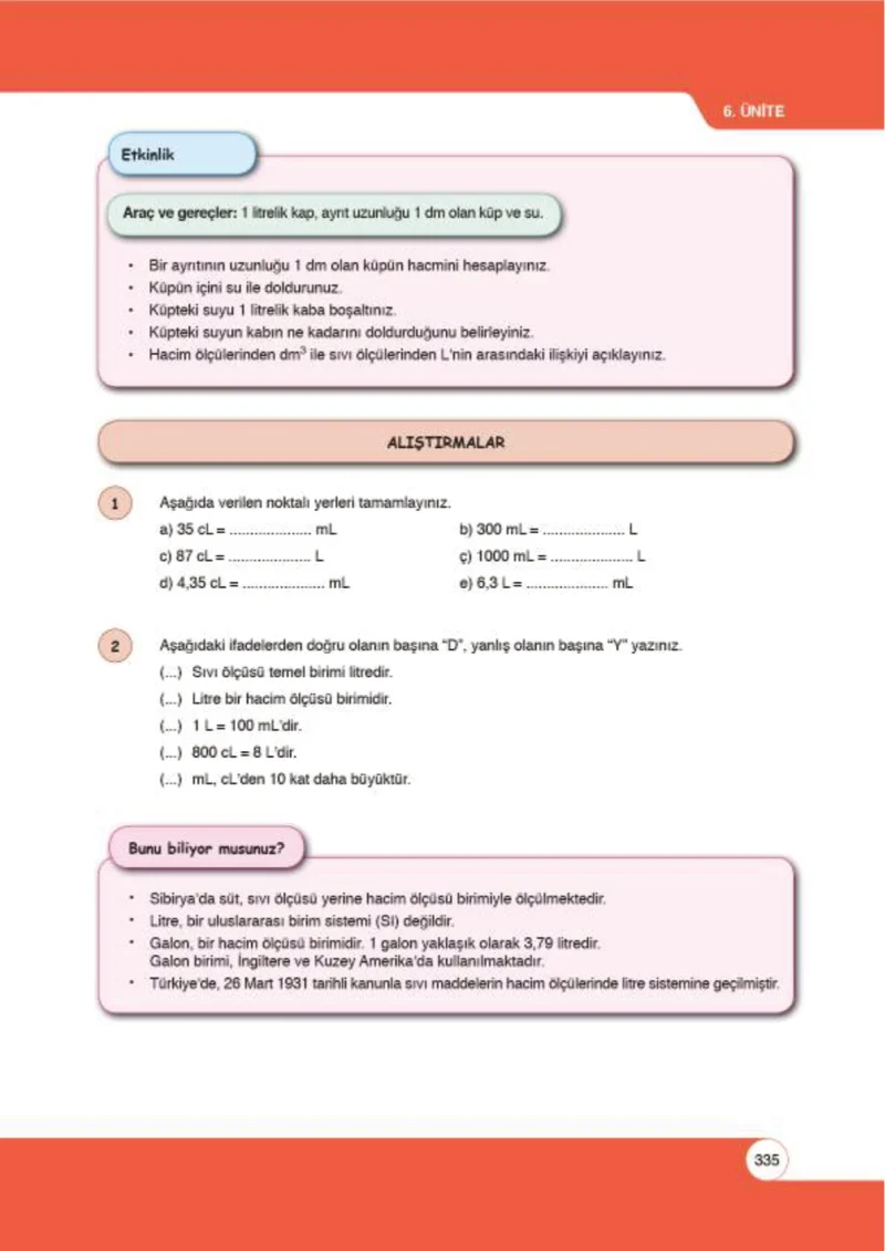6. Sınıf Matematik Ders Kitabı Cevapları Öğün Yayınlar Sayfa 335