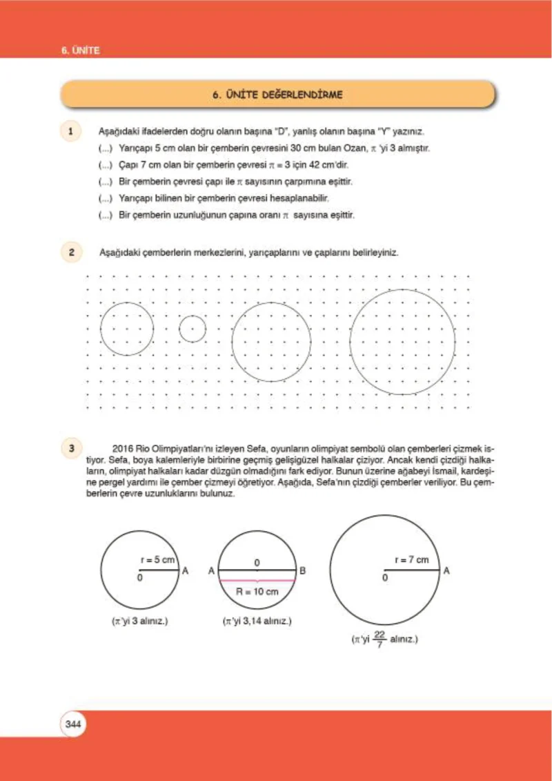 6. Sınıf Matematik Ders Kitabı Cevapları Öğün Yayınlar Sayfa 344