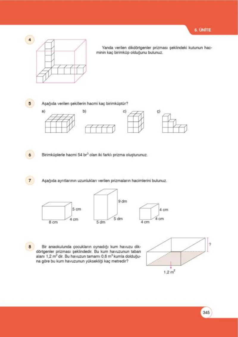 6. Sınıf Matematik Ders Kitabı Cevapları Öğün Yayınlar Sayfa 345