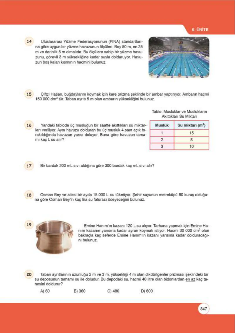 6. Sınıf Matematik Ders Kitabı Cevapları Öğün Yayınlar Sayfa 347