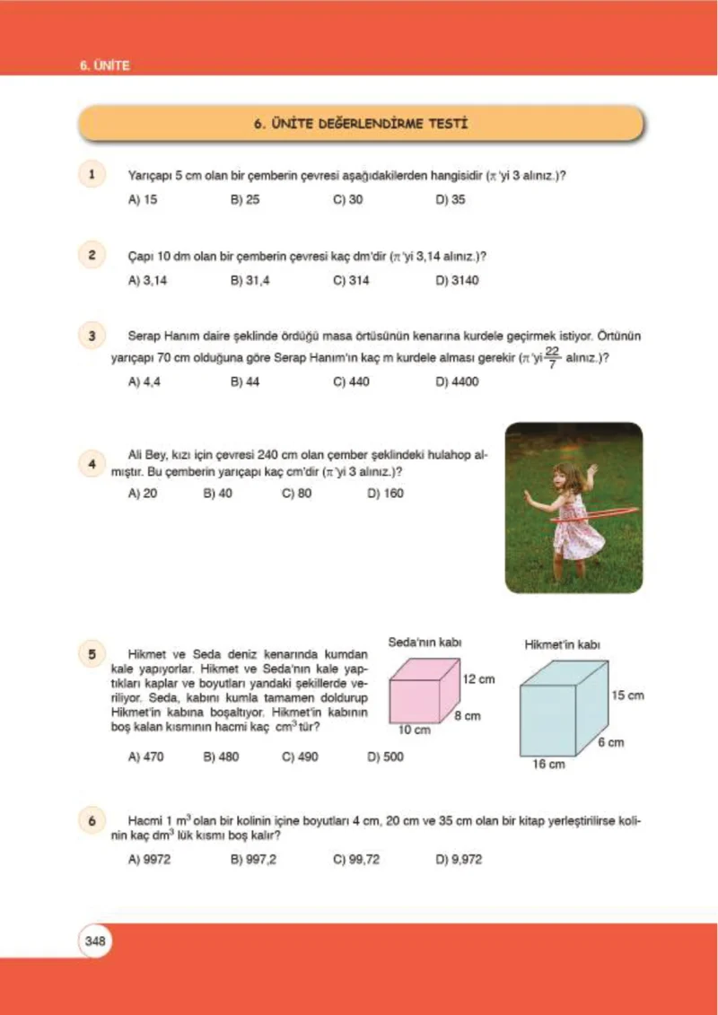 6. Sınıf Matematik Ders Kitabı Cevapları Öğün Yayınlar Sayfa 348