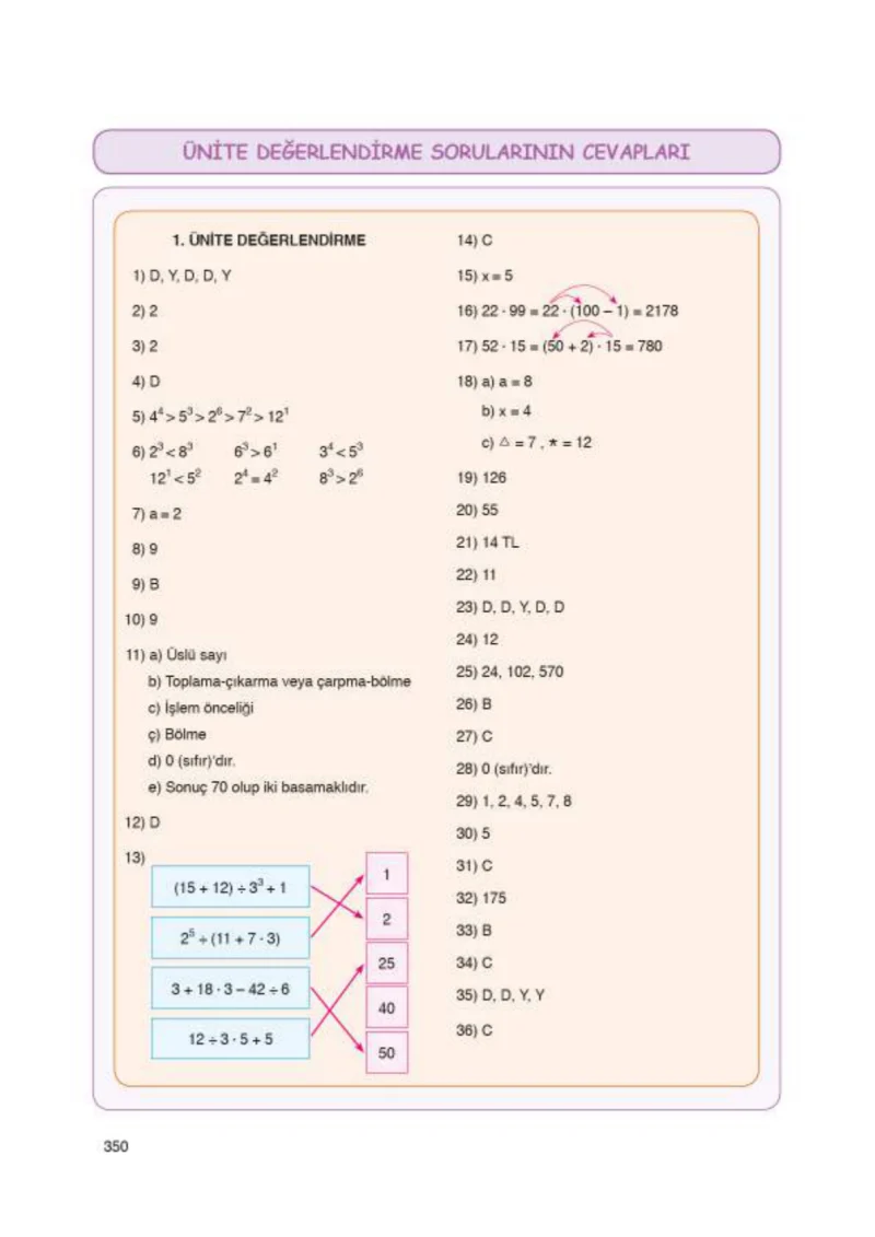 6. Sınıf Matematik Ders Kitabı Cevapları Öğün Yayınlar Sayfa 350