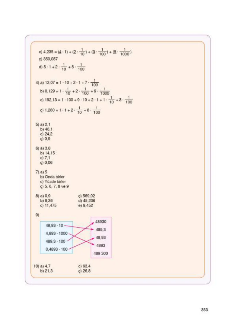 6. Sınıf Matematik Ders Kitabı Cevapları Öğün Yayınlar Sayfa 353