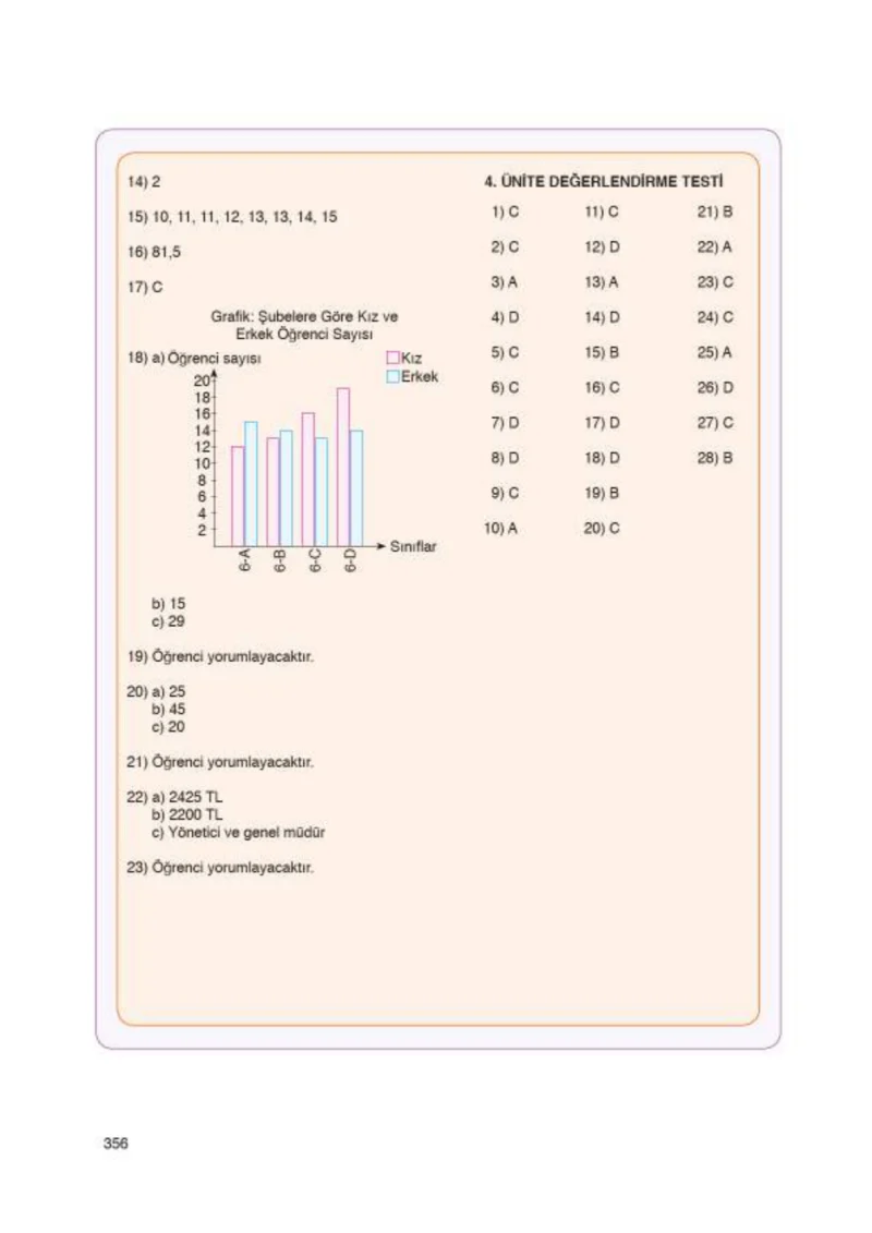 6. Sınıf Matematik Ders Kitabı Cevapları Öğün Yayınlar Sayfa 356