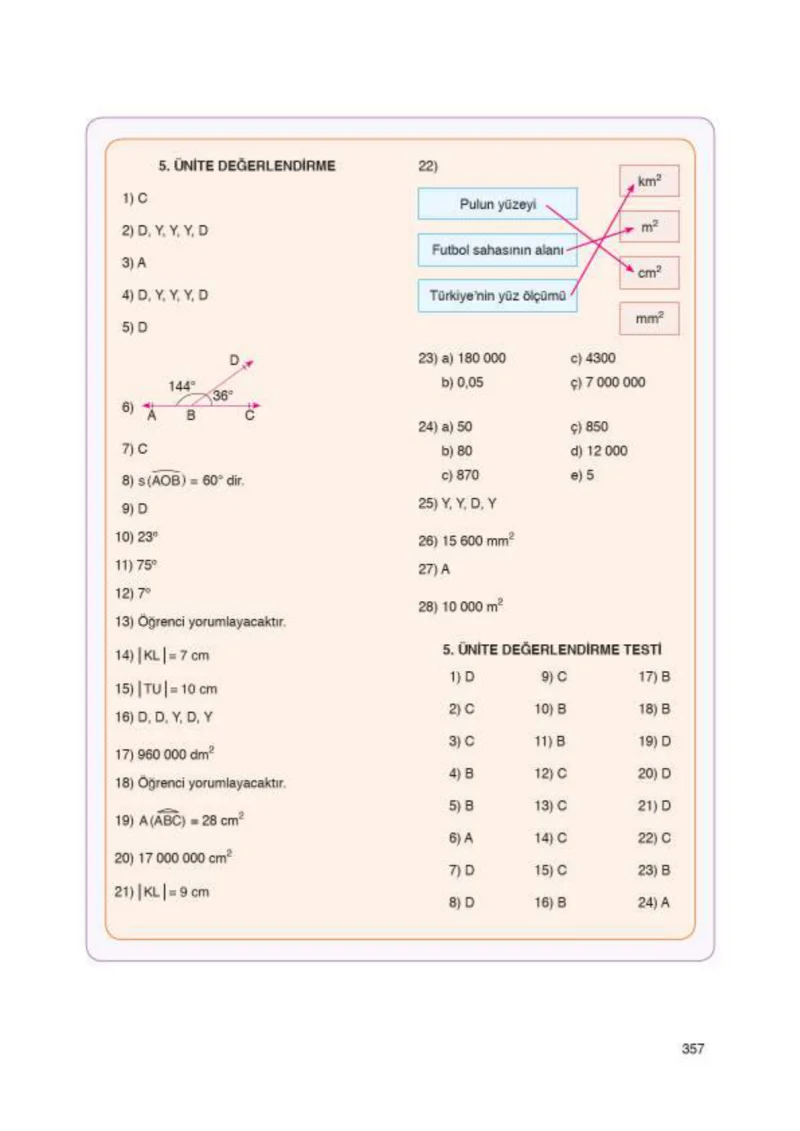 6. Sınıf Matematik Ders Kitabı Cevapları Öğün Yayınlar Sayfa 357