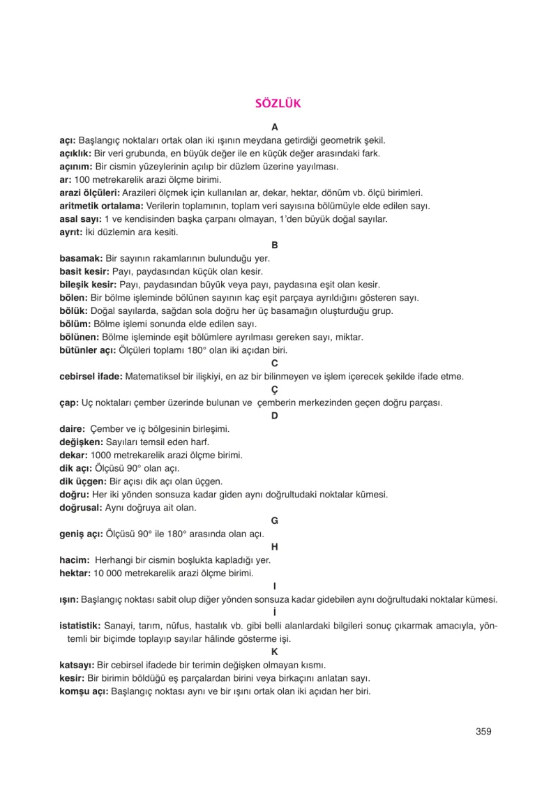 6. Sınıf Matematik Ders Kitabı Cevapları Öğün Yayınlar Sayfa 359