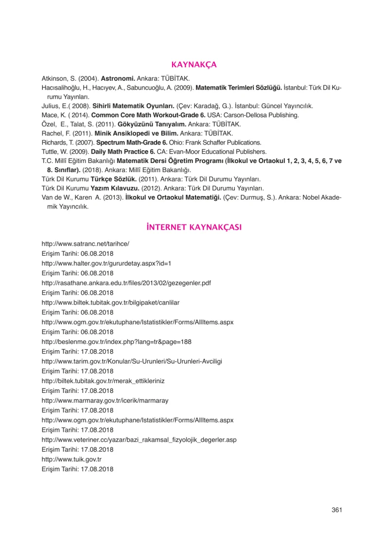 6. Sınıf Matematik Ders Kitabı Cevapları Öğün Yayınlar Sayfa 361