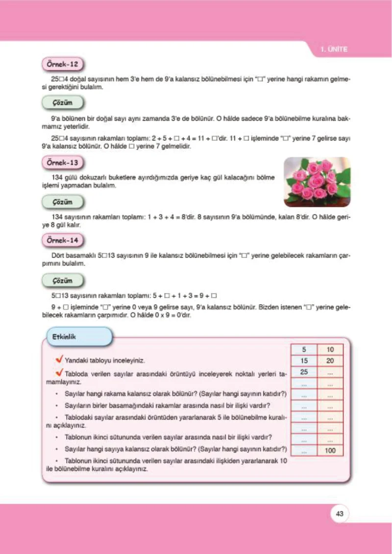 6. Sınıf Matematik Ders Kitabı Cevapları Öğün Yayınlar Sayfa 43