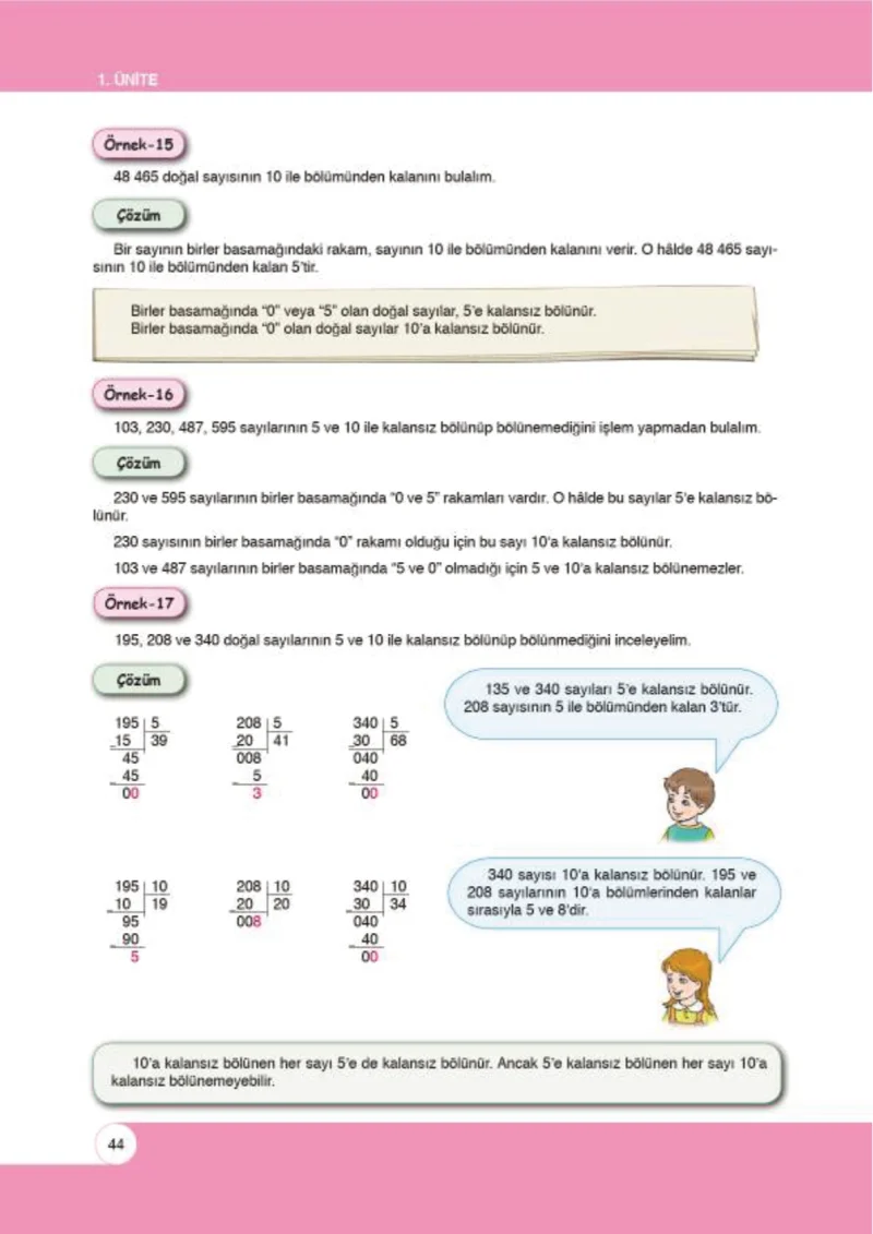 6. Sınıf Matematik Ders Kitabı Cevapları Öğün Yayınlar Sayfa 44