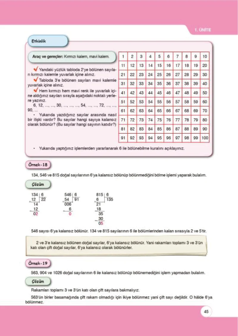6. Sınıf Matematik Ders Kitabı Cevapları Öğün Yayınlar Sayfa 45