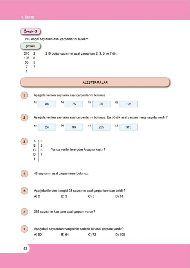 6. Sınıf Matematik Ders Kitabı Cevapları Öğün Yayınlar Sayfa 52