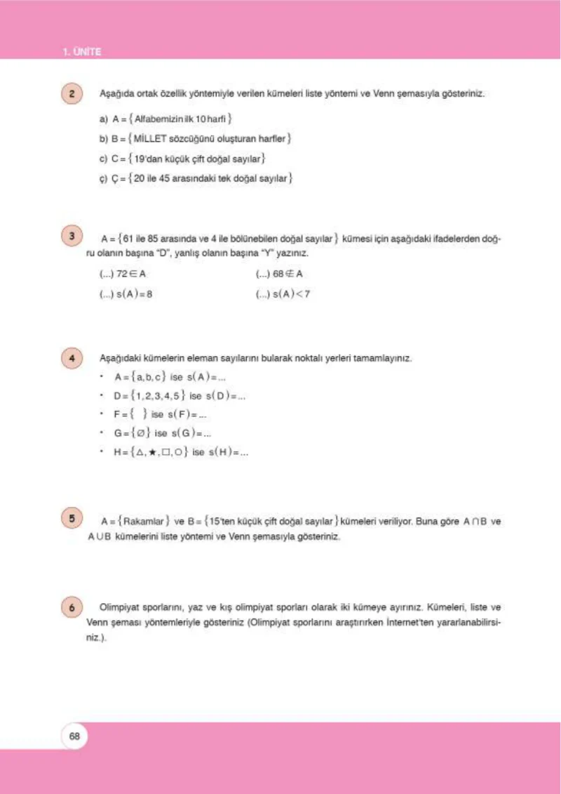 6. Sınıf Matematik Ders Kitabı Cevapları Öğün Yayınlar Sayfa 68