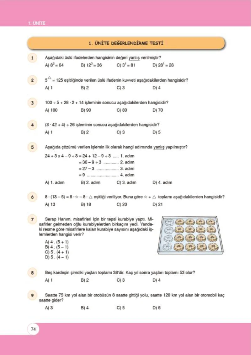 6. Sınıf Matematik Ders Kitabı Cevapları Öğün Yayınlar Sayfa 74