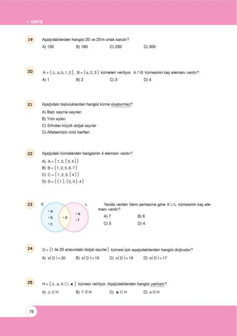 6. Sınıf Matematik Ders Kitabı Cevapları Öğün Yayınlar Sayfa 76