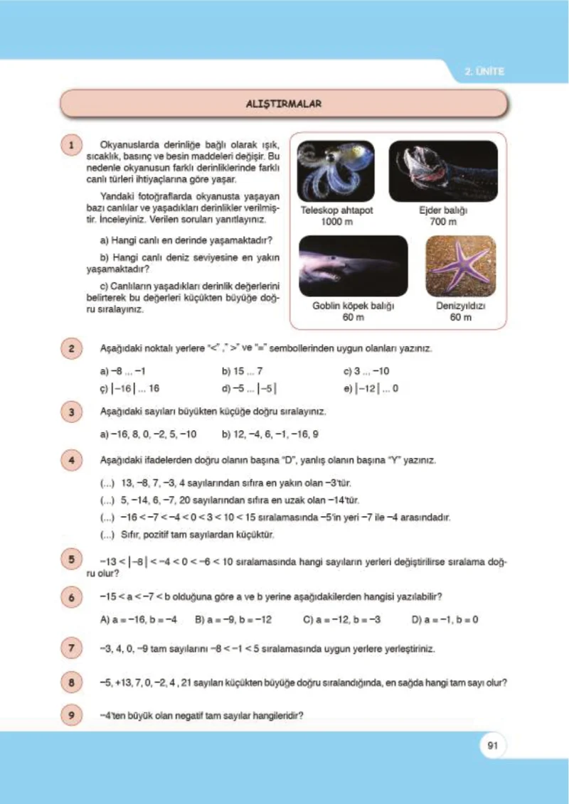 6. Sınıf Matematik Ders Kitabı Cevapları Öğün Yayınlar Sayfa 91