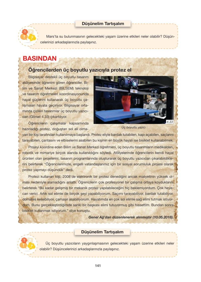 6. Sınıf Sosyal Bilgiler Ders Kitabı Cevapları Anadol Yayınları Sayfa 141