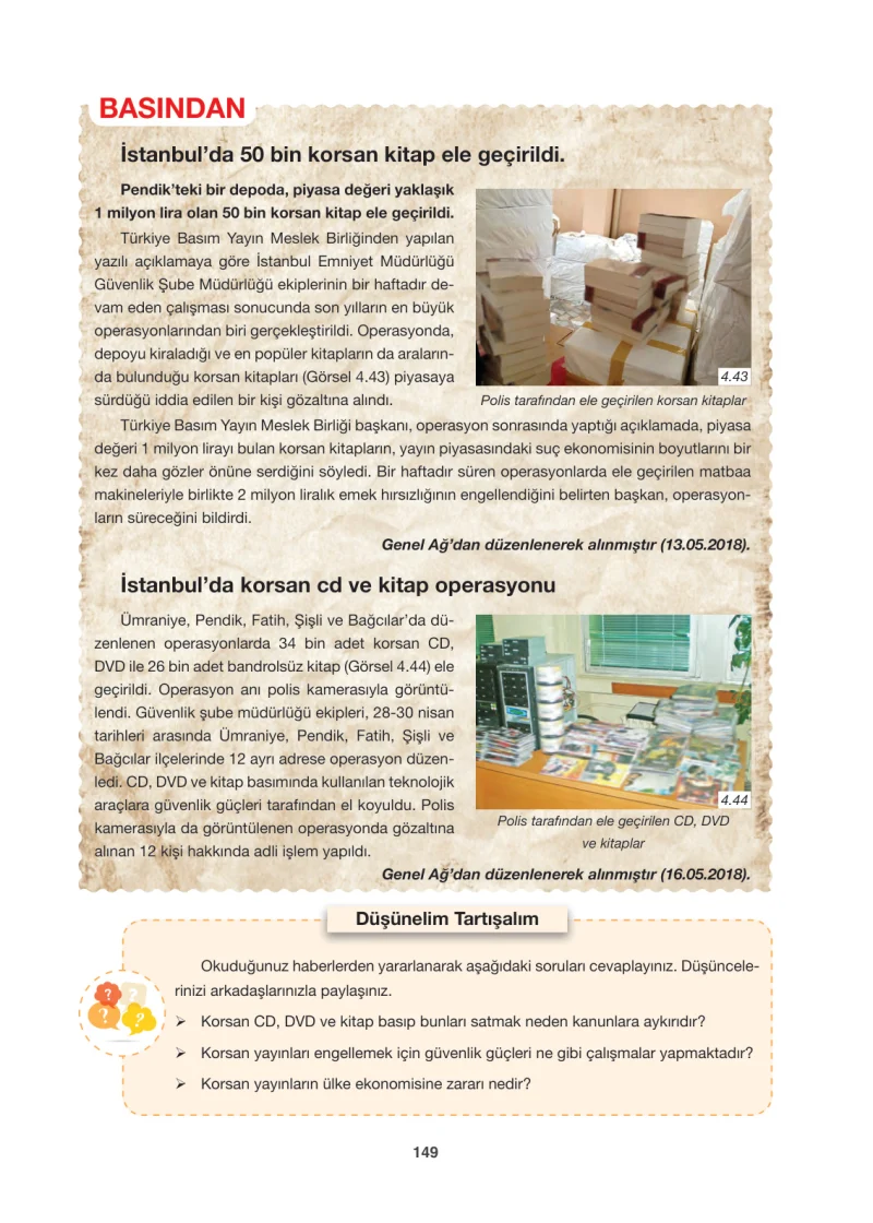 6. Sınıf Sosyal Bilgiler Ders Kitabı Cevapları Anadol Yayınları Sayfa 149