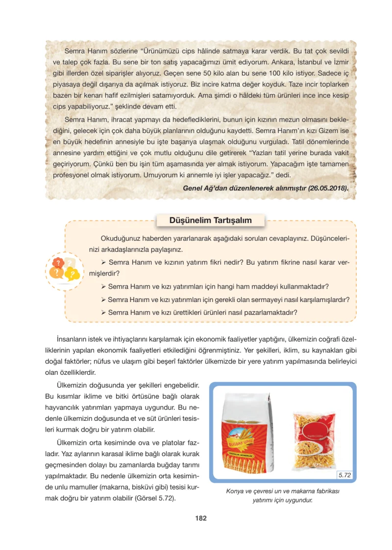 6. Sınıf Sosyal Bilgiler Ders Kitabı Cevapları Anadol Yayınları Sayfa 182