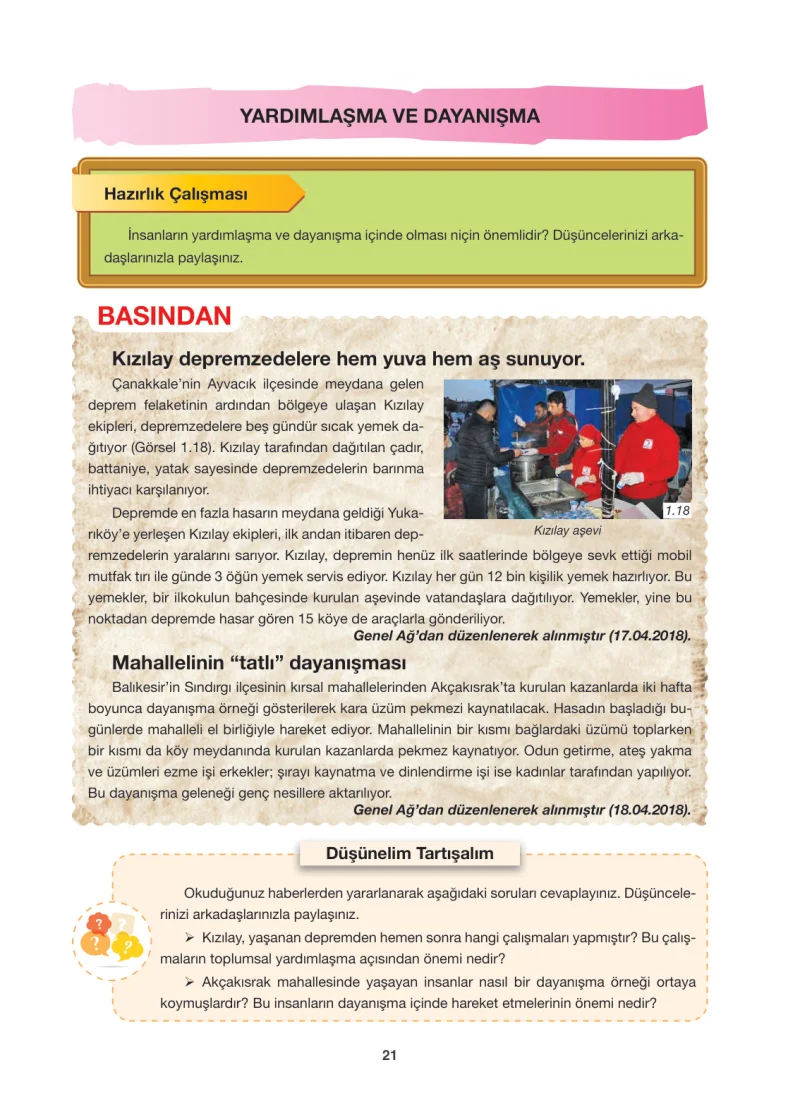 6. Sınıf Sosyal Bilgiler Ders Kitabı Cevapları Anadol Yayınları Sayfa 21