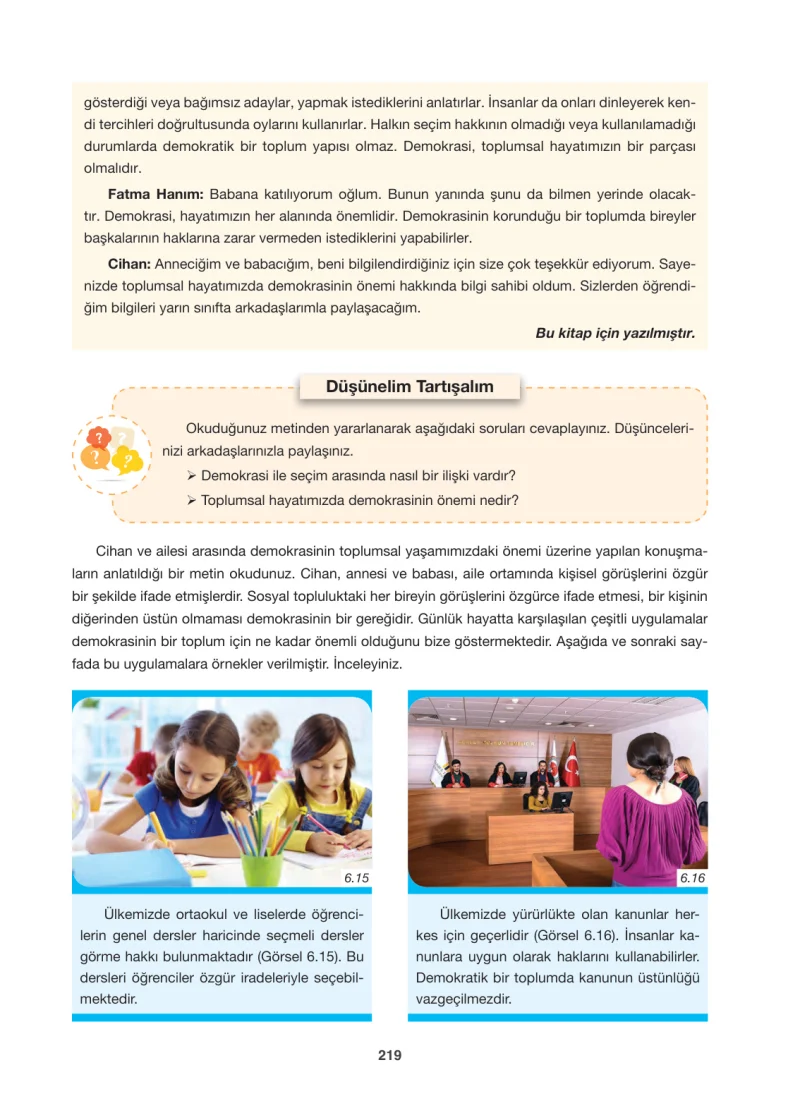 6. Sınıf Sosyal Bilgiler Ders Kitabı Cevapları Anadol Yayınları Sayfa 219