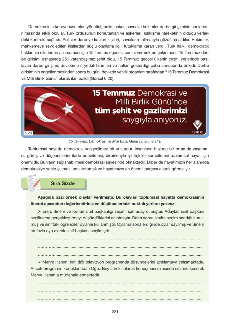 6. Sınıf Sosyal Bilgiler Ders Kitabı Cevapları Anadol Yayınları Sayfa 221