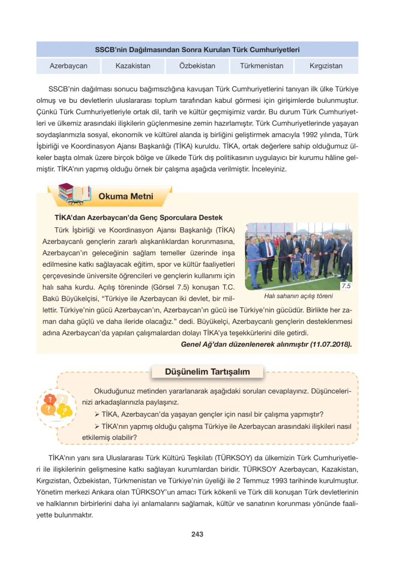 6. Sınıf Sosyal Bilgiler Ders Kitabı Cevapları Anadol Yayınları Sayfa 243