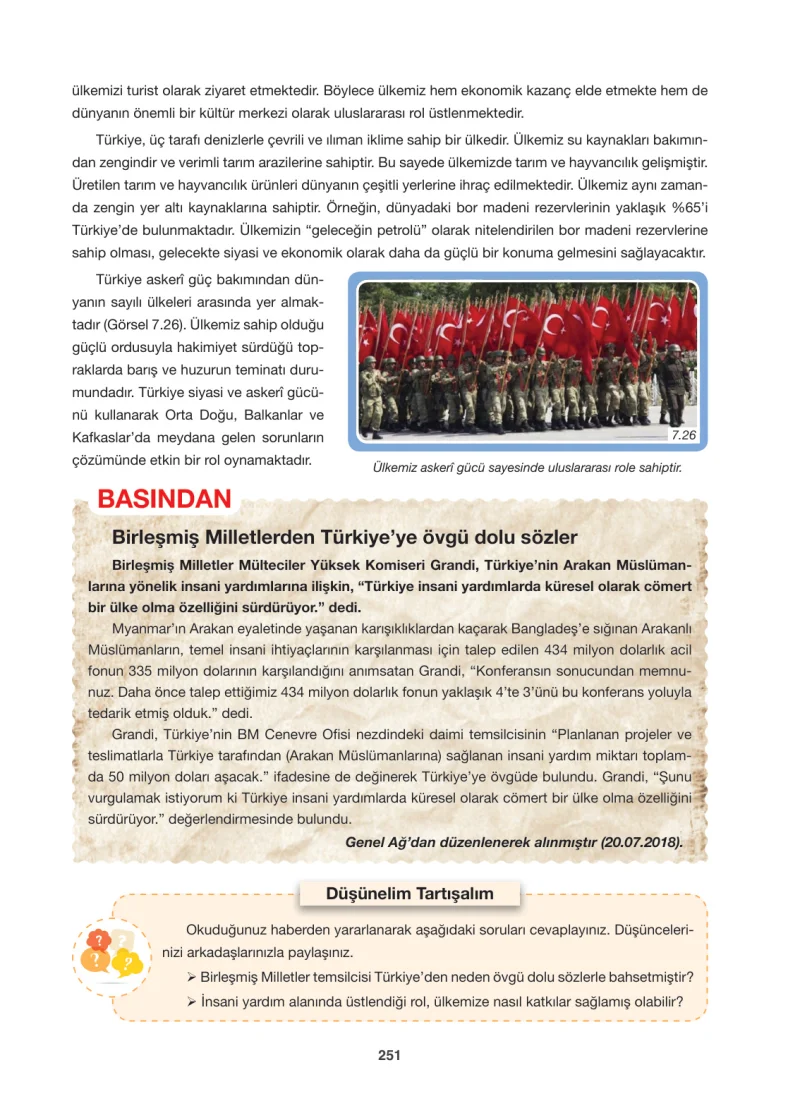 6. Sınıf Sosyal Bilgiler Ders Kitabı Cevapları Anadol Yayınları Sayfa 251