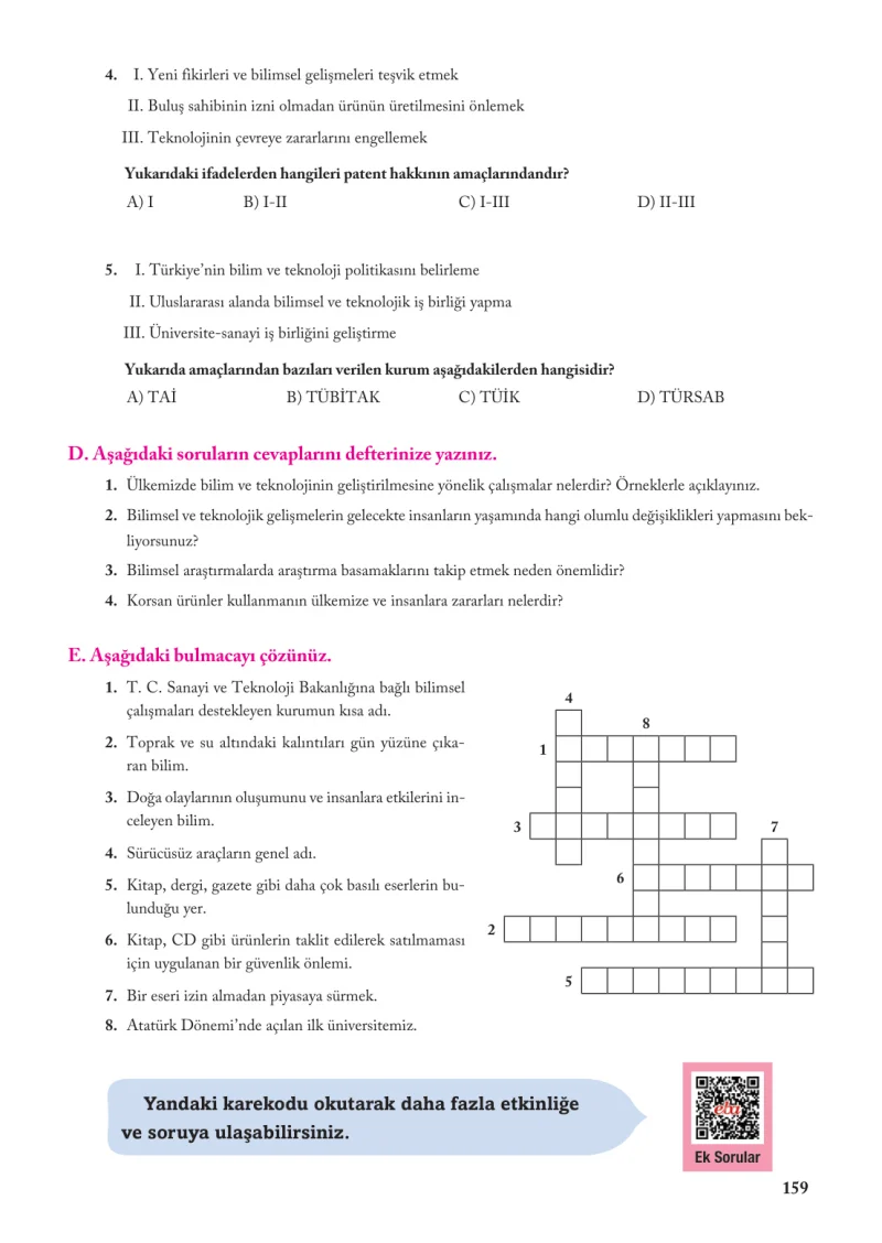 6. Sınıf Sosyal Bilgiler Ders Kitabı Cevapları Evos Yayınları Sayfa 159