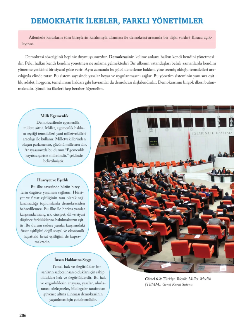 6. Sınıf Sosyal Bilgiler Ders Kitabı Cevapları Evos Yayınları Sayfa 206