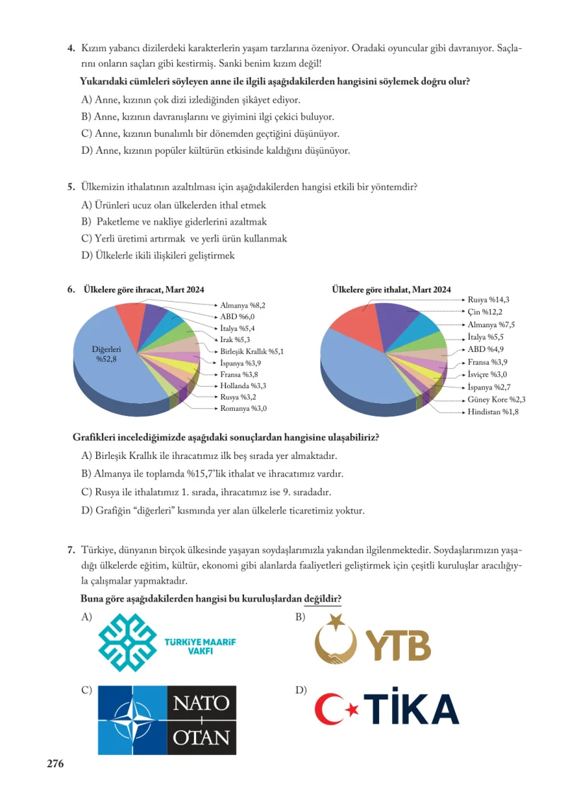 6. Sınıf Sosyal Bilgiler Ders Kitabı Cevapları Evos Yayınları Sayfa 276