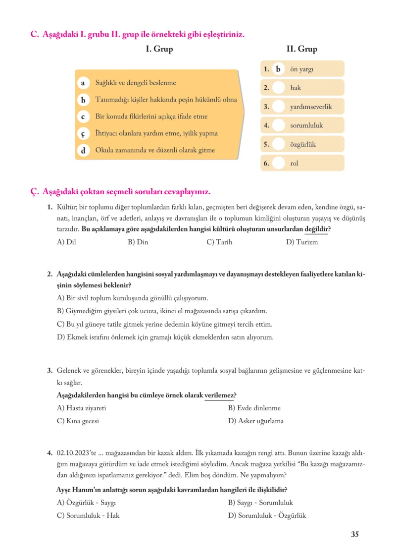 6. Sınıf Sosyal Bilgiler Ders Kitabı Cevapları Evos Yayınları Sayfa 35