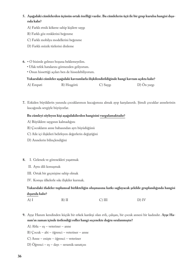 6. Sınıf Sosyal Bilgiler Ders Kitabı Cevapları Evos Yayınları Sayfa 36