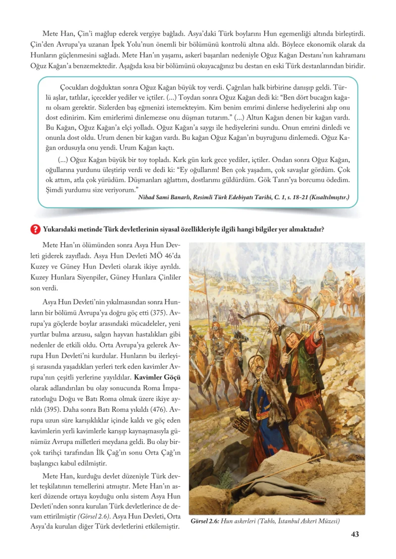 6. Sınıf Sosyal Bilgiler Ders Kitabı Cevapları Evos Yayınları Sayfa 43