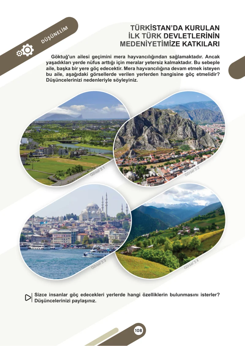 6. Sınıf Sosyal Bilgiler Ders Kitabı Cevapları Meb Yayınları 1. Kitap Sayfa 108