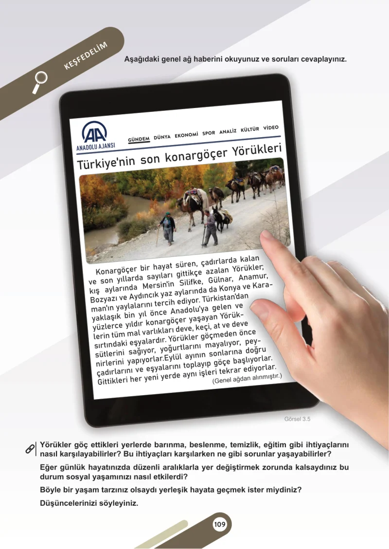 6. Sınıf Sosyal Bilgiler Ders Kitabı Cevapları Meb Yayınları 1. Kitap Sayfa 109
