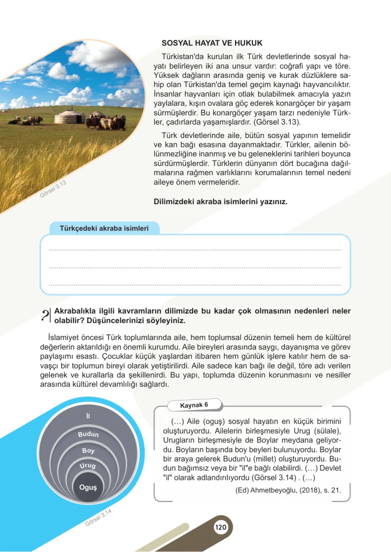 6. Sınıf Sosyal Bilgiler Ders Kitabı Cevapları Meb Yayınları 1. Kitap Sayfa 120