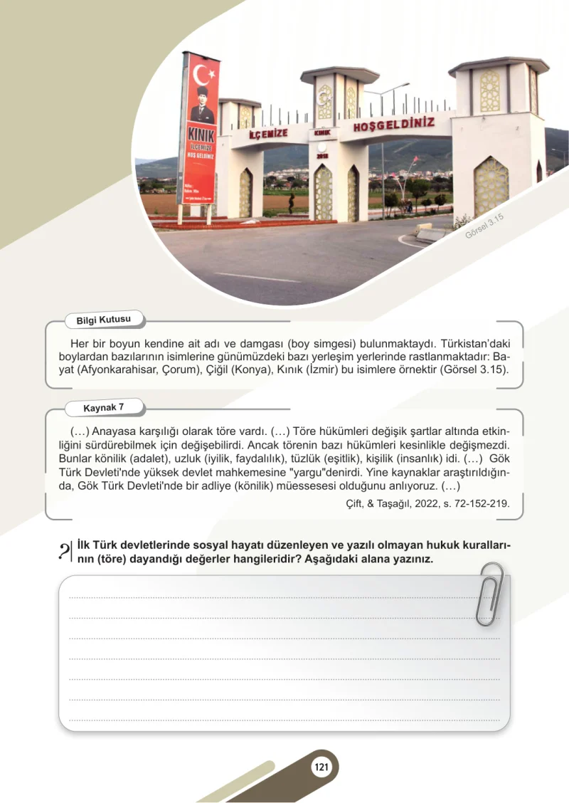 6. Sınıf Sosyal Bilgiler Ders Kitabı Cevapları Meb Yayınları 1. Kitap Sayfa 121