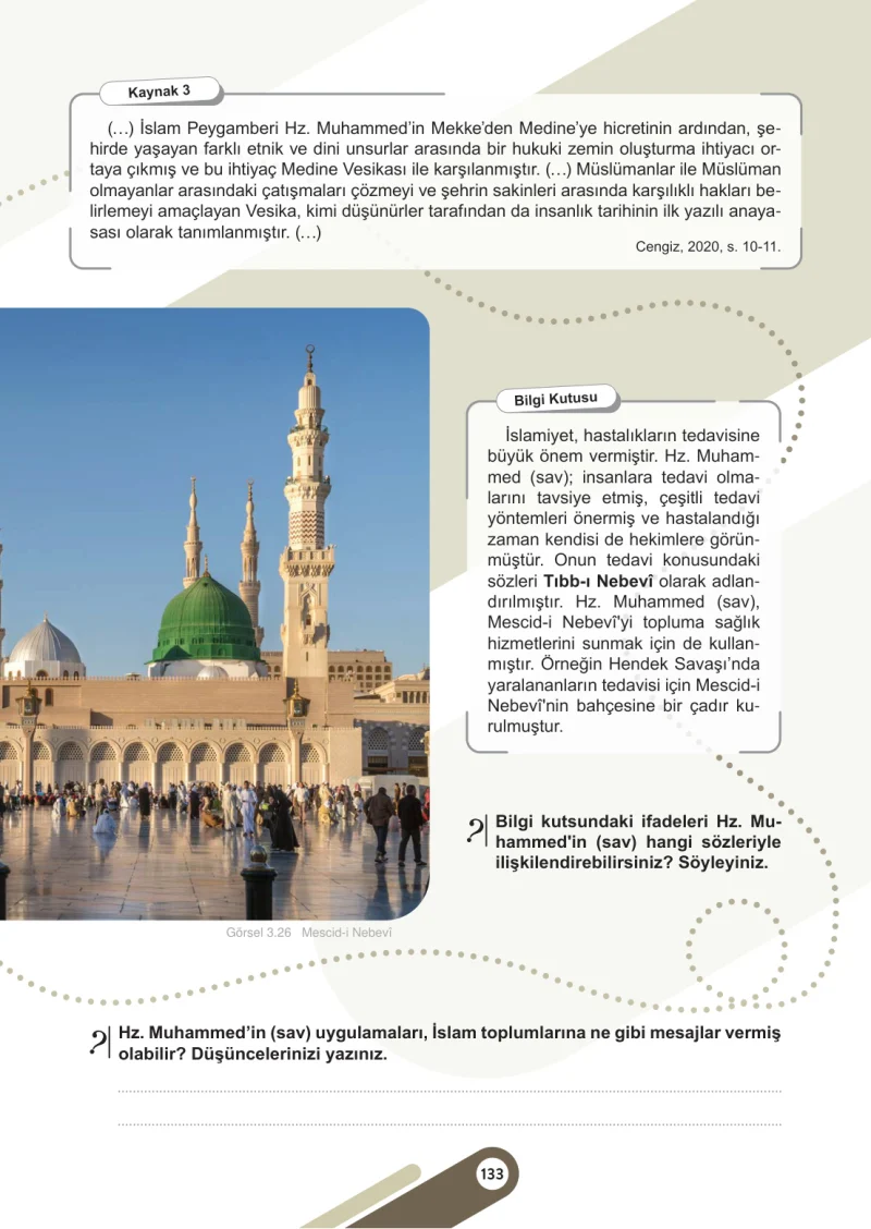 6. Sınıf Sosyal Bilgiler Ders Kitabı Cevapları Meb Yayınları 1. Kitap Sayfa 133
