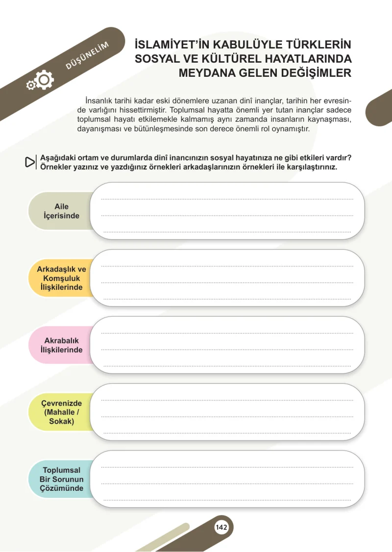 6. Sınıf Sosyal Bilgiler Ders Kitabı Cevapları Meb Yayınları 1. Kitap Sayfa 142