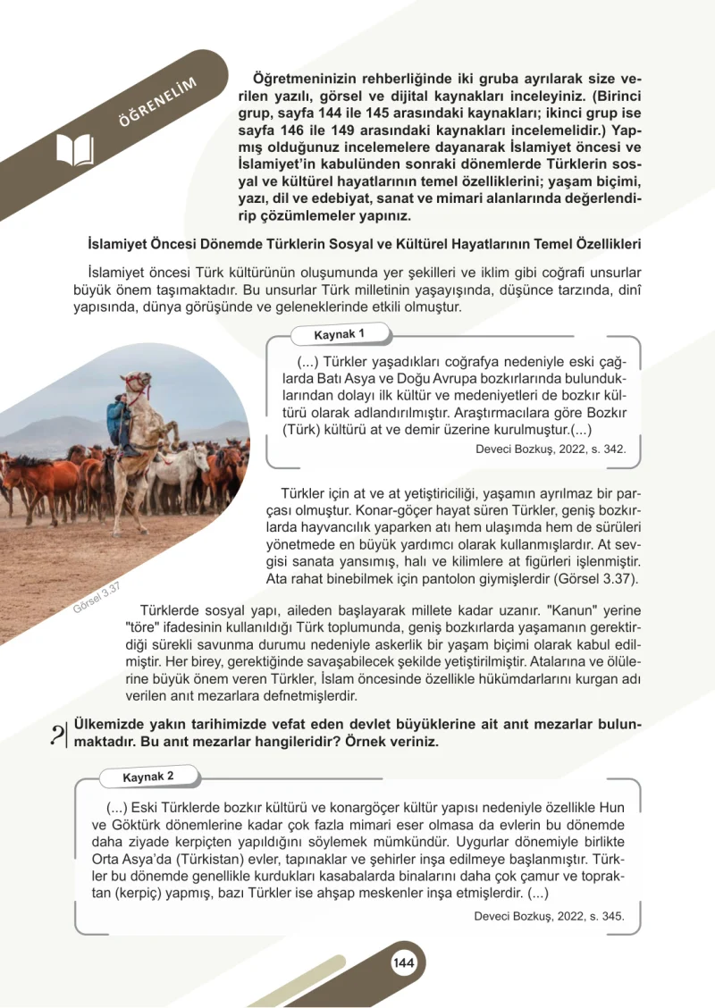 6. Sınıf Sosyal Bilgiler Ders Kitabı Cevapları Meb Yayınları 1. Kitap Sayfa 144