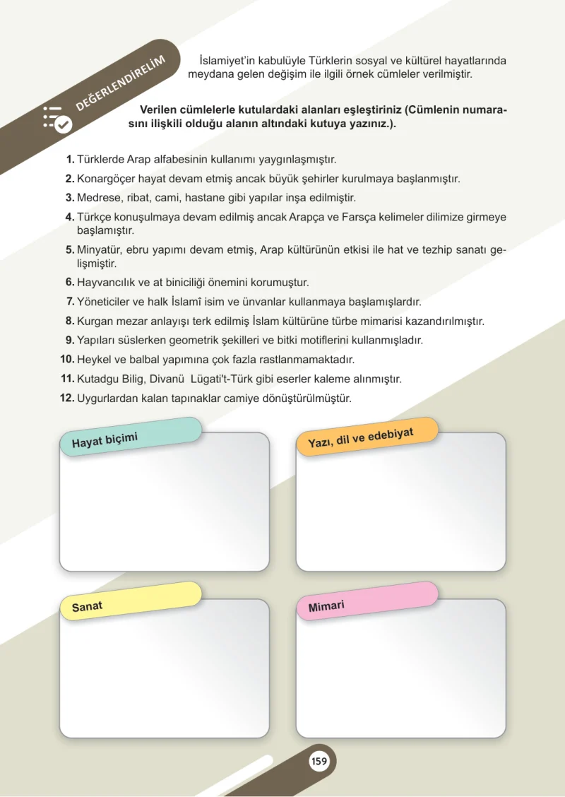 6. Sınıf Sosyal Bilgiler Ders Kitabı Cevapları Meb Yayınları 1. Kitap Sayfa 159