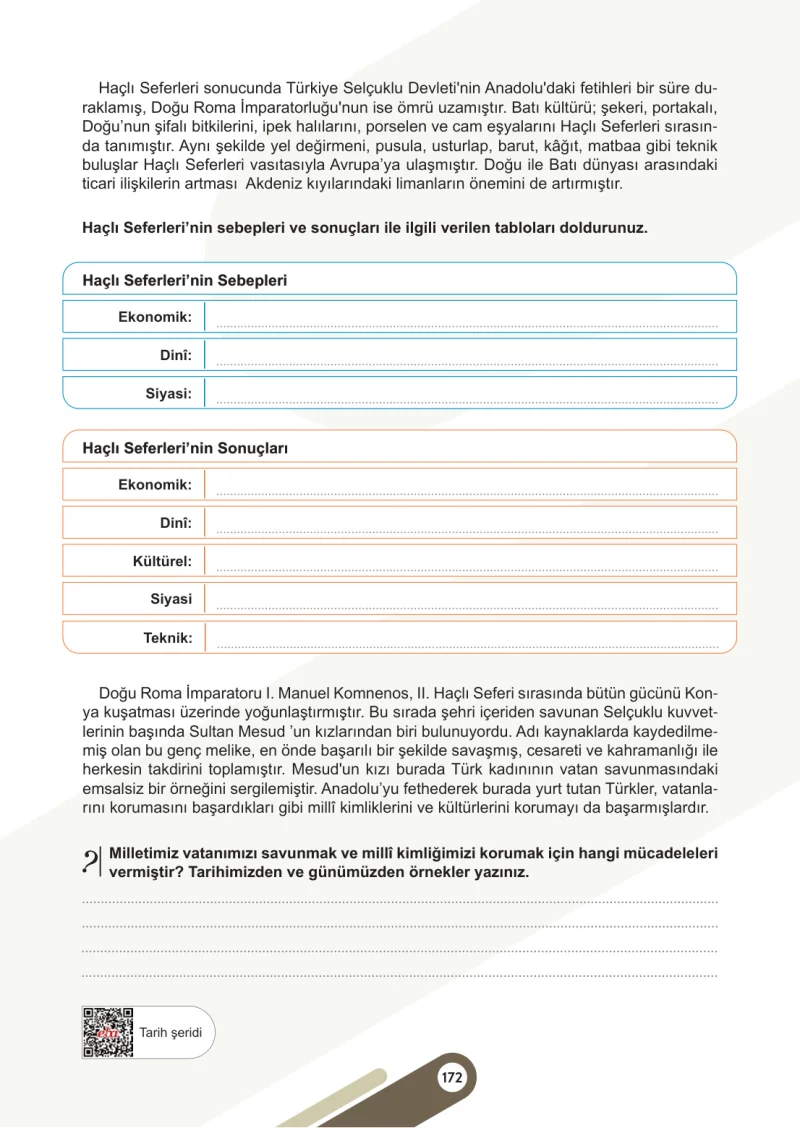 6. Sınıf Sosyal Bilgiler Ders Kitabı Cevapları Meb Yayınları 1. Kitap Sayfa 172