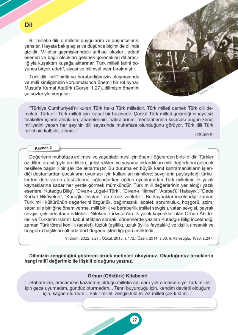 6. Sınıf Sosyal Bilgiler Ders Kitabı Cevapları Meb Yayınları 1. Kitap Sayfa 27