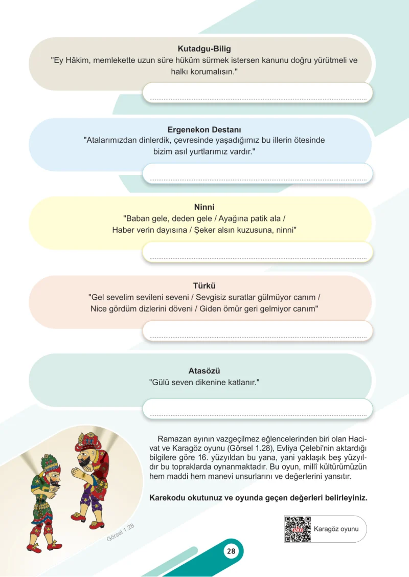 6. Sınıf Sosyal Bilgiler Ders Kitabı Cevapları Meb Yayınları 1. Kitap Sayfa 28