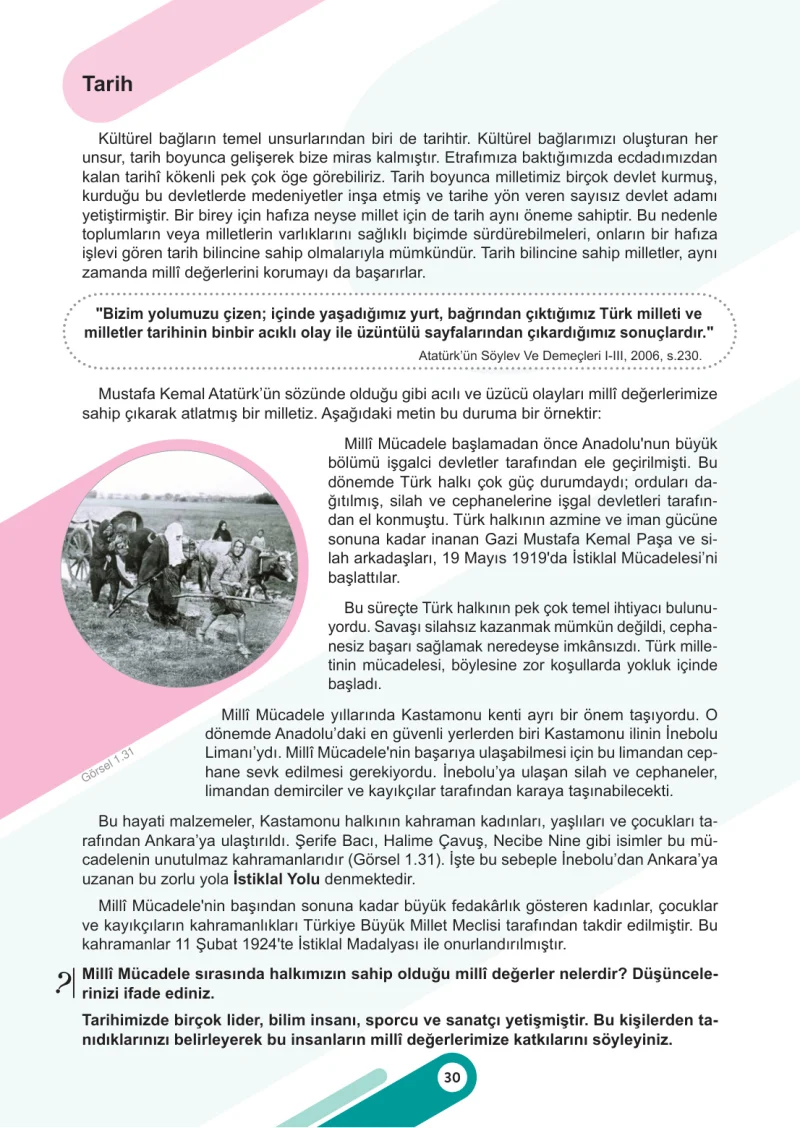 6. Sınıf Sosyal Bilgiler Ders Kitabı Cevapları Meb Yayınları 1. Kitap Sayfa 30