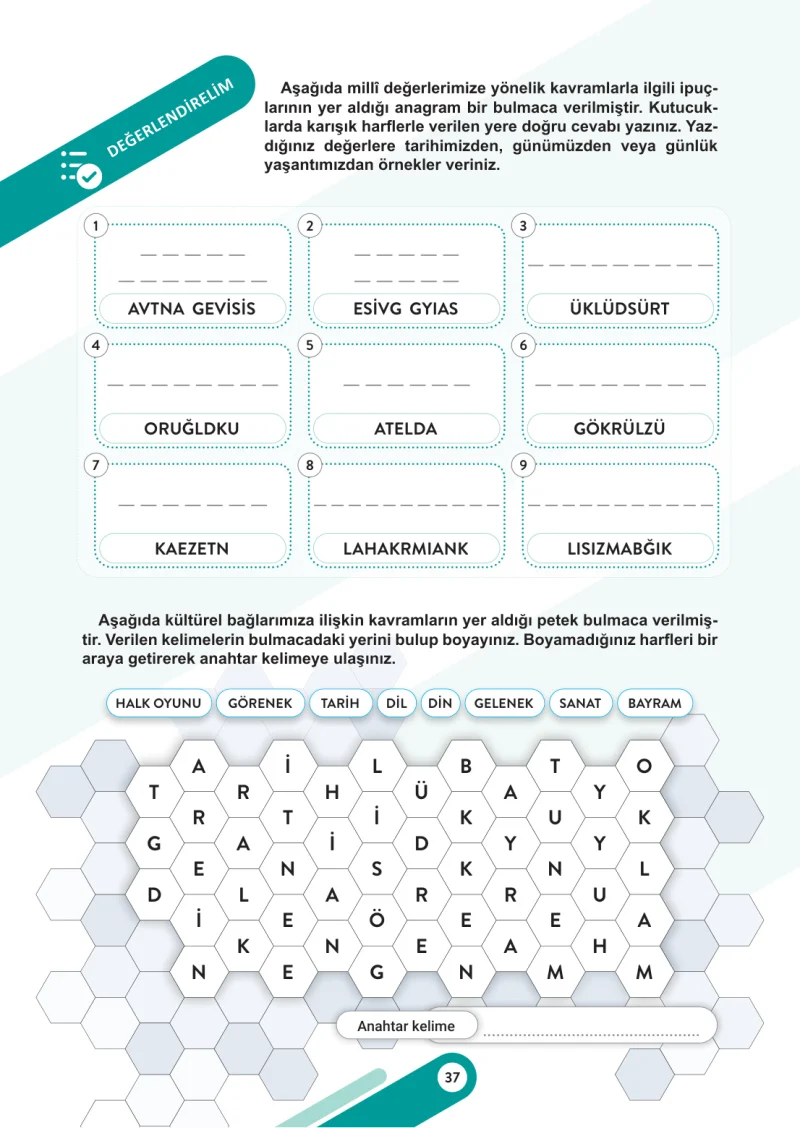 6. Sınıf Sosyal Bilgiler Ders Kitabı Cevapları Meb Yayınları 1. Kitap Sayfa 37