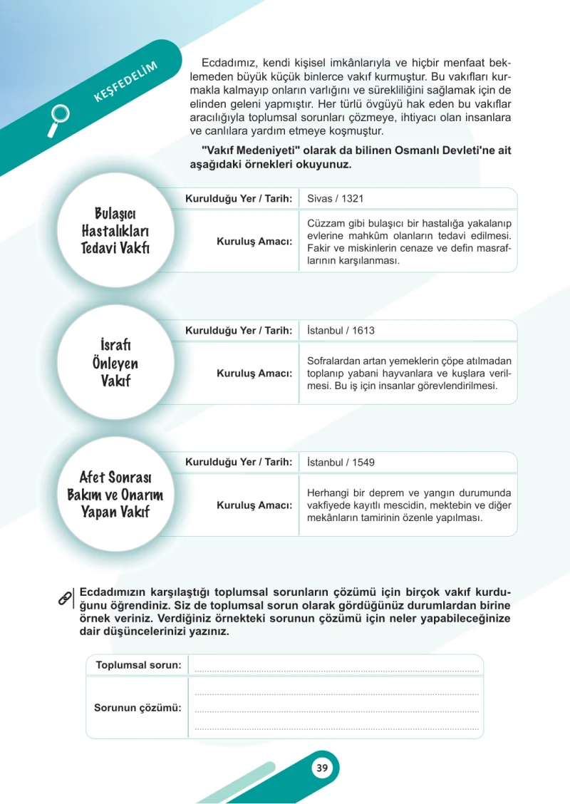 6. Sınıf Sosyal Bilgiler Ders Kitabı Cevapları Meb Yayınları 1. Kitap Sayfa 39